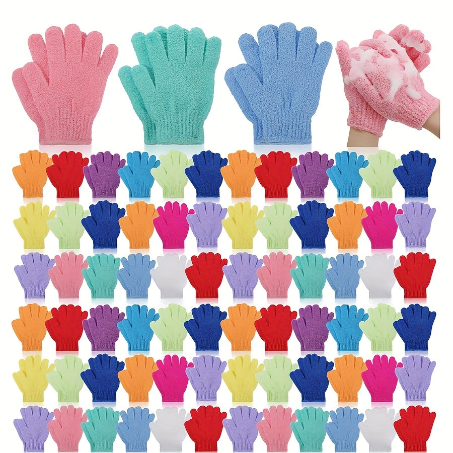 100pcs Exfoliating Gloves Bulk Double Sided Nylon Colorful Bath Shower Gloves For Men Women Beauty Spa Massage Shower Deep Clean Body Skin Scrubber Bathing Accessories, 13 Colors